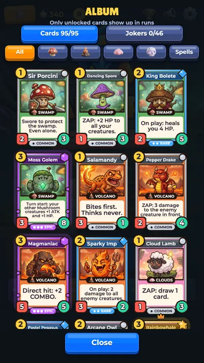 Zaptopia card album with illustrated creature cards